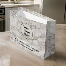 ベージュ大理石 ラージペーパーバッグ