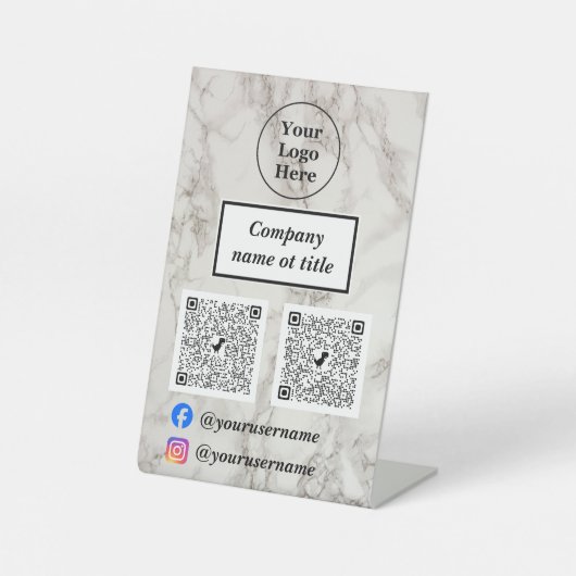 ベージュ大理石 台座サイン (正面)