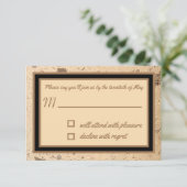 ベージュ大理石RSVPカード 出欠カード (スタンド正面)