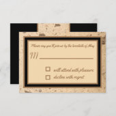 ベージュ大理石RSVPカード 出欠カード (正面/裏面)