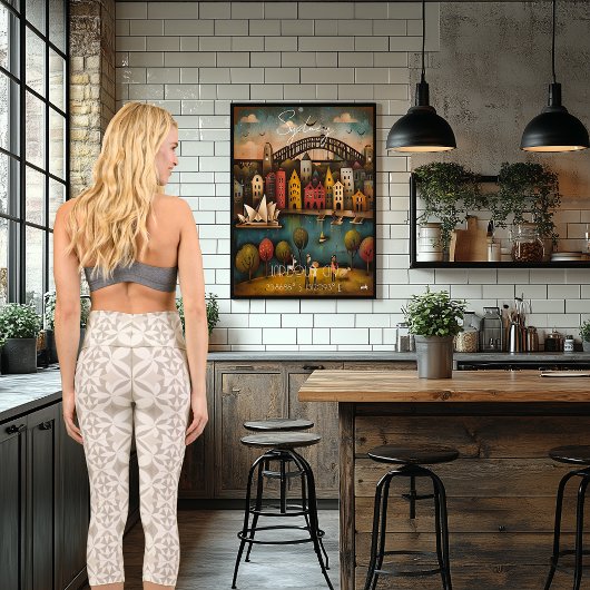 ベージュ幾何学星模様:カスタム文字とロゴ。 カプリレギンス