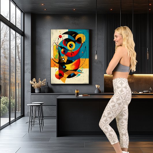 ベージュ幾何学星模様:カスタム文字とロゴ。 カプリレギンス