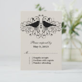 ベージュ愛の鳥の渦巻き応答カード 出欠カード (スタンド正面)