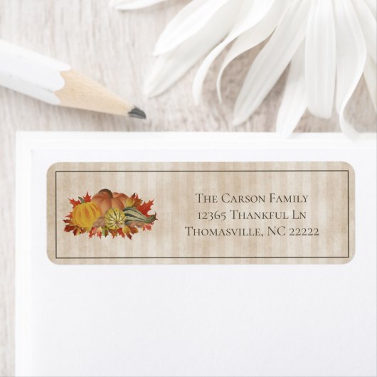 ベージュ感謝祭カボチャとスカッシュラベル ラベル (インサイチュ)