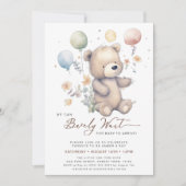 ベージュ我々はbearly待ち男の子のシャワー 招待状 (正面)
