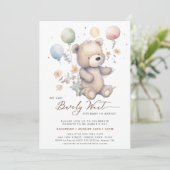 ベージュ我々はbearly待ち男の子のシャワー 招待状 (スタンド正面)