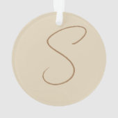ベージュ手書クラシカルきイニシャルモノグラム オーナメント (裏面)