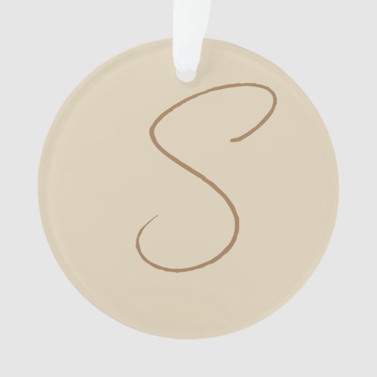 ベージュ手書クラシカルきイニシャルモノグラム オーナメント (正面)