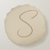ベージュ手書クラシカルきイニシャルモノグラム ラウンドクッション (裏面)