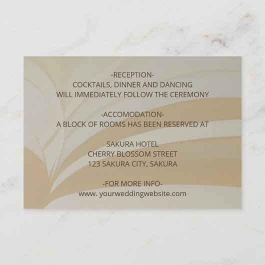 ベージュ抽象芸術ア中国のート結婚ズ詳細 エンクロージャーカード (裏面)