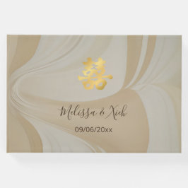 ベージュ抽象芸術ア中国のート結婚ズ ゲストブック