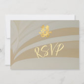 ベージュ抽象芸術中国のアートウェディングRSVP 招待状 (裏面)