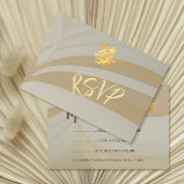 ベージュ抽象芸術中国のアートウェディングRSVP 招待状