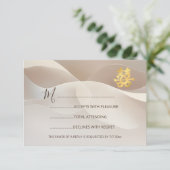 ベージュ抽象芸術中国のアートウェディングRSVP 招待状 (スタンド正面)