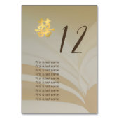 ベージュ抽象芸術中国のア結婚ートの座席表 テーブルナンバー (裏面)