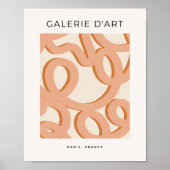 ベージュ抽象芸術線ブラシストローク ポスター (正面)