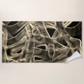 ベージュ曲線のリボン，エンボス線で対比 ビーチタオル (正面)