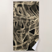 ベージュ曲線のリボン，エンボス線で対比 ビーチタオル (正面)