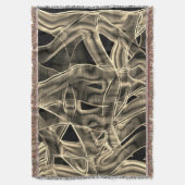 ベージュ曲線のリボン、エンボス線によるコントラスト スローブランケット (正面縦)