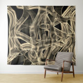 ベージュ曲線のリボン、エンボス線によるコントラスト タペストリー (インサイチュ(横))