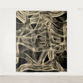 ベージュ曲線のリボン、エンボス線によるコントラスト タペストリー (正面)