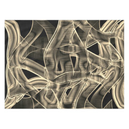 ベージュ曲線のリボン、エンボス線によるコントラスト テーブルクロス