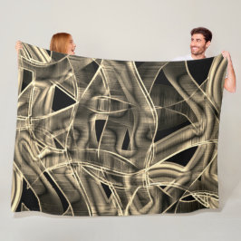 ベージュ曲線のリボン、エンボス線によるコントラスト フリースブランケット