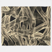 ベージュ曲線のリボン、エンボス線によるコントラスト フリースブランケット (正面(横))