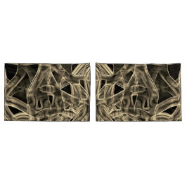 ベージュ曲線のリボン、エンボス線によるコントラスト 枕カバー