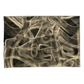 ベージュ曲線のリボン、エンボス線によるコントラスト 枕カバー (正面右)