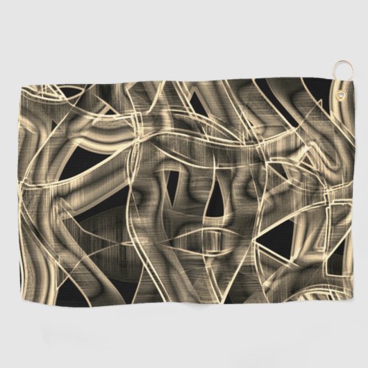 ベージュ曲線のリボン、対照的なレリーフ、 浮き彫りライン ゴルフタオル (横)