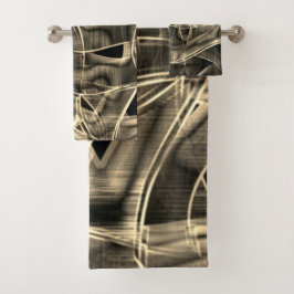 ベージュ曲線のリボン、対照的なレリーフ、 浮き彫りライン バスタオルセット