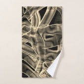 ベージュ曲線のリボン、対照的なレリーフ、 浮き彫りライン バスタオルセット (ハンドタオル)