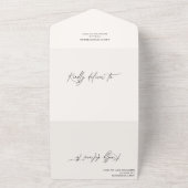 ベージュ書道モノグラムフォーマルQRコード結婚ズ オールインワン招待状 (外側)