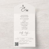 ベージュ書道モノグラムフォーマルQRコード結婚ズ オールインワン招待状 (内側)