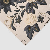 ベージュ模様の黒い花 薄葉紙 (詳細)