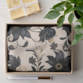 ベージュ模様の黒い花 薄葉紙 (ギフト)