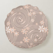 ベージュ模様 ラウンドクッション (裏面)