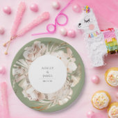 ベージュ水彩植物性フローラ庭園の結婚式p ペーパープレート (パーティー)