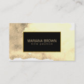 ベージュ水彩背景金ゴールド枠 名刺 (正面)