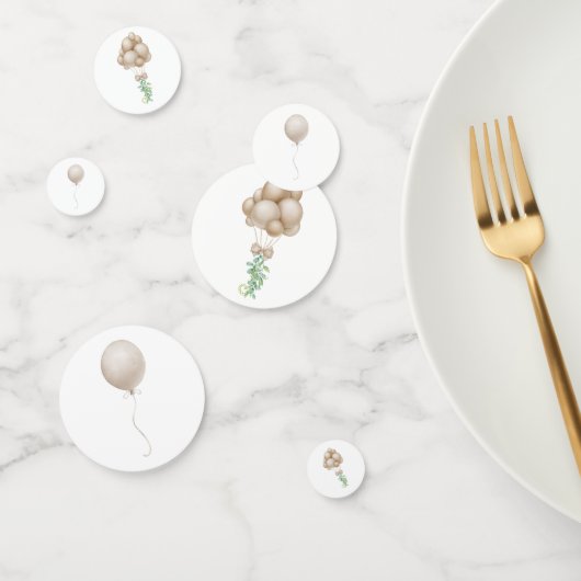 ベージュ水彩風船 コンフェッティ (グループ)