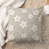 ベージュ水玉模様レトロ（星と花） クッション (ブランケット)