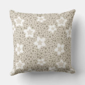 ベージュ水玉模様レトロ（星と花） クッション (裏面)