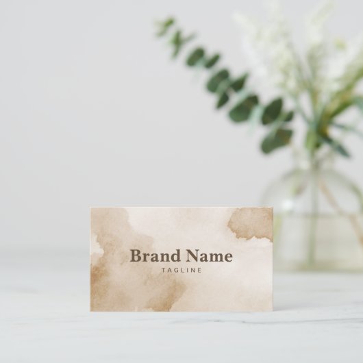 ベージュ水色ミニマエレガントリスト名刺 名刺 (スタンド正面)