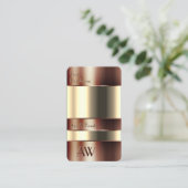 ベージュ液モノグラムで銅ガラスケースの外観 名刺 (スタンド正面)