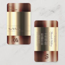 ベージュ液モノグラムで銅ガラスケースの外観 名刺