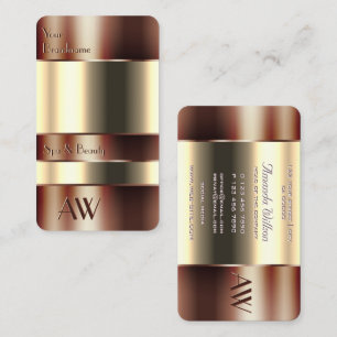 ベージュ液モノグラムで銅ガラスケースの外観 名刺