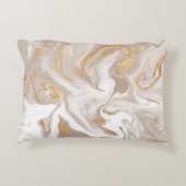 ベージュ液状大理石とグリッター金ゴールド アクセントクッション (裏面)