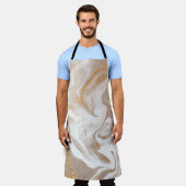 ベージュ液状大理石とグリッター金ゴールド エプロン (着用した状態)