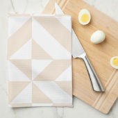 ベージュ淡い色のジオメトリックデコキューブパターン キッチンタオル (四つ折り)